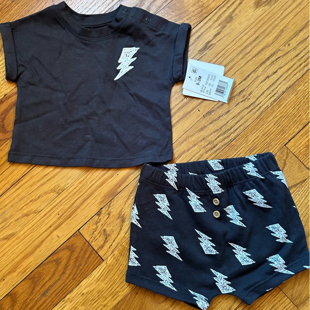 Black Lightning Bolt Kids Matching Set - Brand Unknown